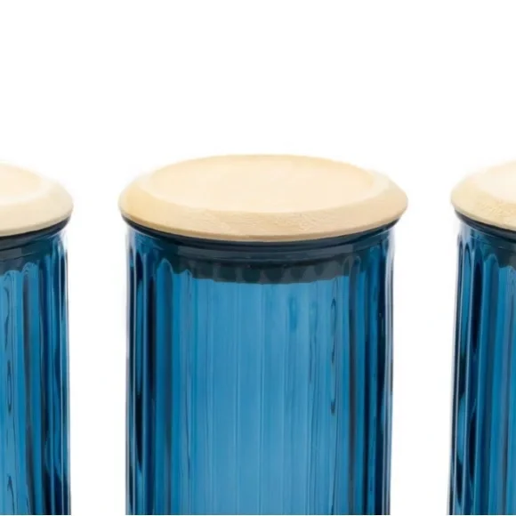 4Pk Blue Glass Storage Container Jars Bullseye’s Playground TARGET NEW - Picture 3 of 5
